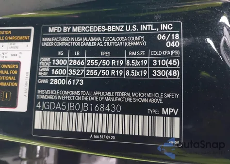 2018 Mercedes-Benz Gle 350 from USA, damaged, VIN 4JGDA5JB0JB168430
